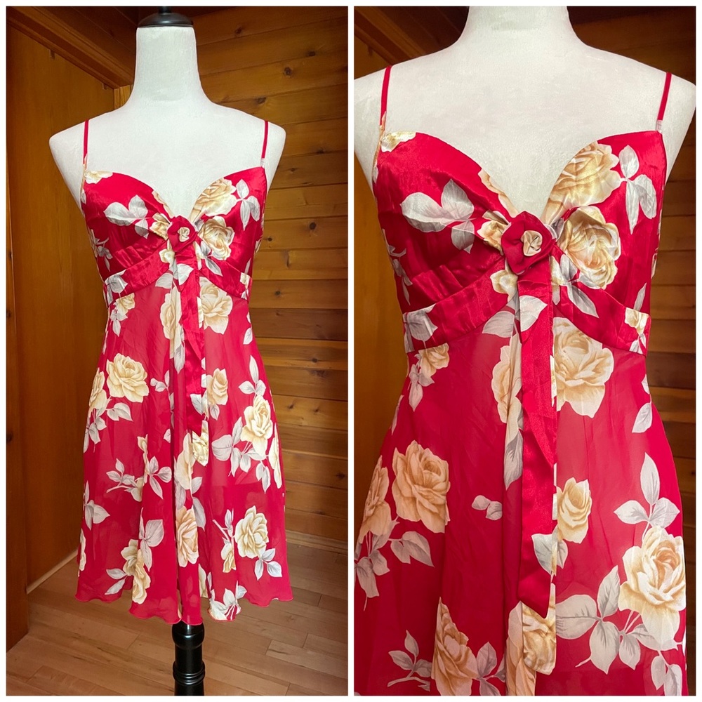 Victoria’s Secret Vintage Hawaiian Print Babydoll Slip dress Sz Large
